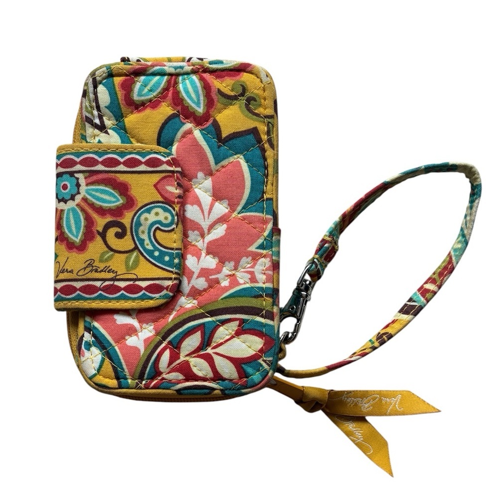 Vera Bradley Yellow Pink Floral Paisley Wristlet Wallet